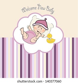 baby girl shower card, illustration in vector format