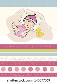 baby girl shower card, illustration in vector format