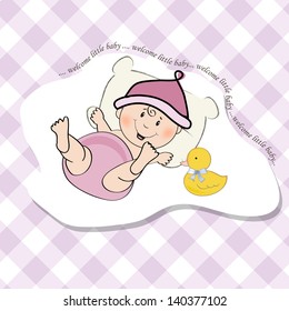 baby girl shower card, illustration in vector format