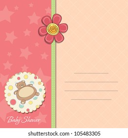 baby girl shower card with teddy