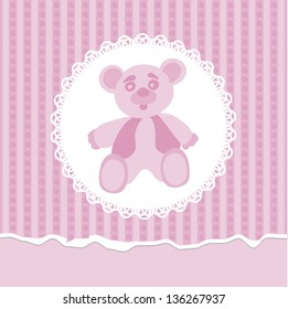 baby girl shower card with teddy bear