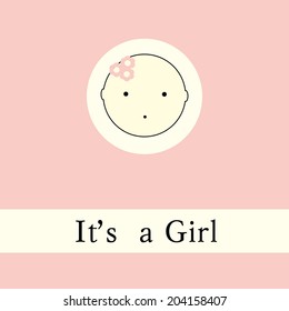 Baby girl shower card. Vector stock card.