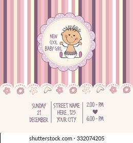 baby girl shower card, vector eps10