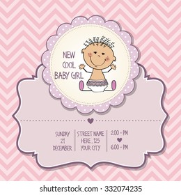 baby girl shower card, vector eps10