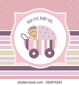 baby girl shower card, vector eps10