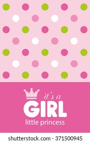 baby girl shower card. vector illustration