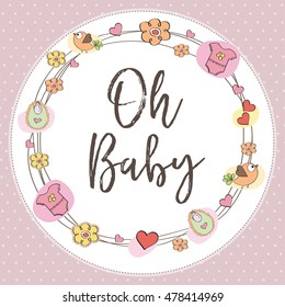 baby girl shower card. vector illustration