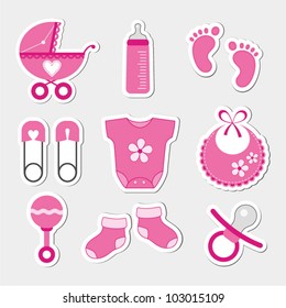 Baby Girl Shower Design Icons