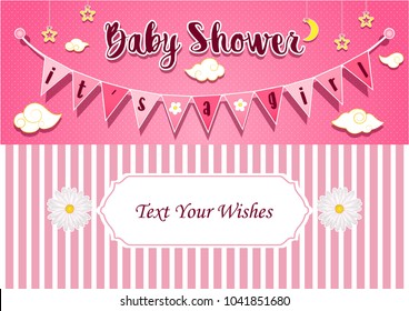 Baby girl shower invitation card design template