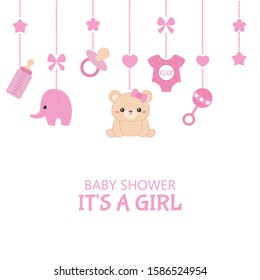 Baby Girl Shower Invitation Card Simple Stock Vector (Royalty Free ...