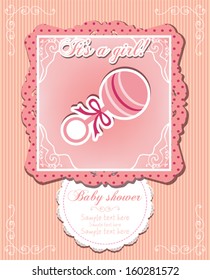 baby girl shower invitation card, vector illustration