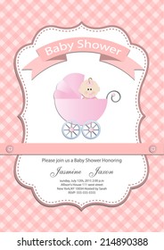 baby girl baby shower invitation card. Vector eps10,illustration.