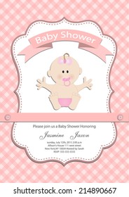 baby girl baby shower invitation card. Vector eps10,illustration.