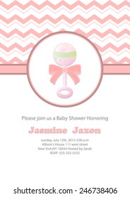 baby girl baby shower invitation card. vector/illustration. 