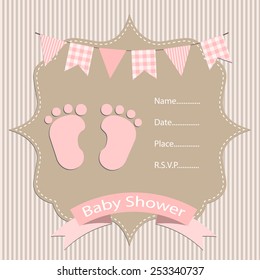 baby girl, baby shower invitation card. vector/illustration.