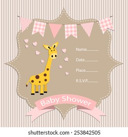 baby girl, baby shower invitation card. vector/illustration.