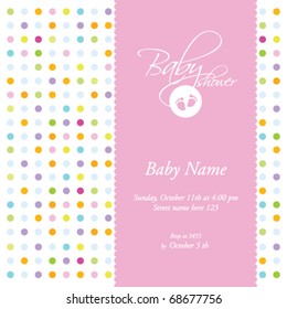 baby girl shower invitation- card template