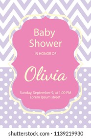 Baby girl shower invitation, vector illustration