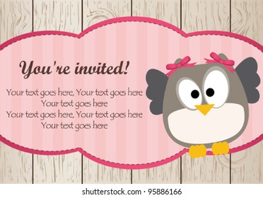 Baby girl shower owl card