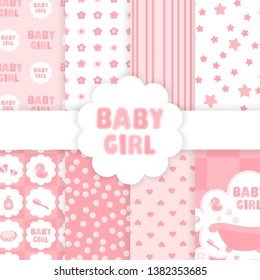 Baby girl shower pattern - pink symbols