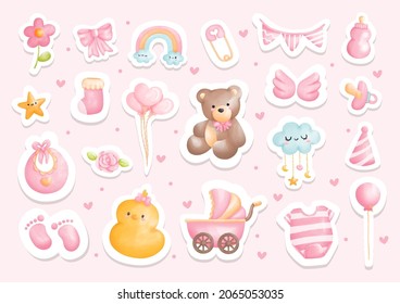 baby girl, baby shower sticker 