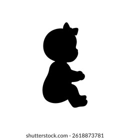 Baby girl silhouette vector flat illustration design.