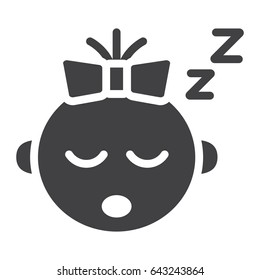 Baby girl sleep solid icon, child and infant, vector graphics, a filled pattern on a white background, eps 10.