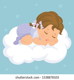 Baby Girl Sleeping On A Cloud