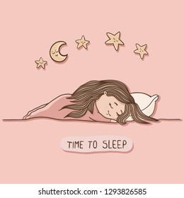 Baby girl sleeping vector illustration