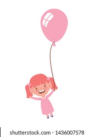 baby girl smiling with helium balloon in hand