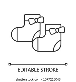 Baby girl socks linear icon. Thin line illustration. Contour symbol. Vector isolated outline drawing. Editable stroke