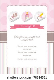 Baby girl stickers collection on invitation