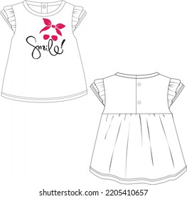 baby girl top front and back with chest print