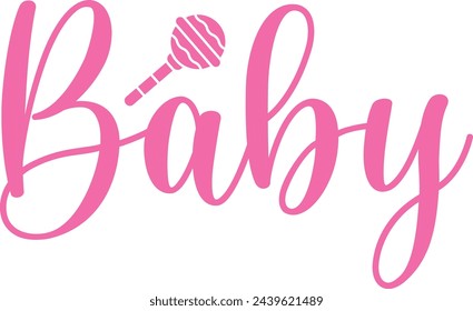 Baby girl typography design on plain white transparent isolated background for card, shirt, hoodie, sweatshirt, apparel, tag, mug, icon, poster or badge