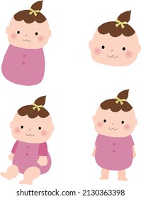 Baby girl vector illustration set