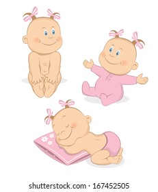 Baby girl vector set