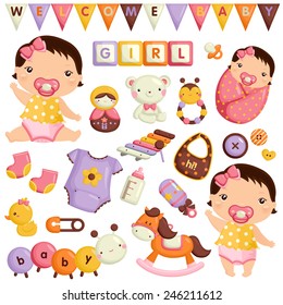 Baby Girl Vector Set