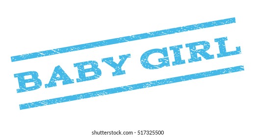 Baby Girl watermark stamp. Text caption between parallel lines with grunge design style. Rubber seal stamp with dirty texture. Vector light blue color ink imprint on a white background.