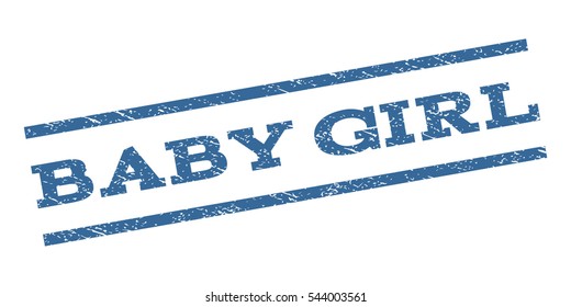 Baby Girl watermark stamp. Text caption between parallel lines with grunge design style. Rubber seal stamp with unclean texture. Vector cobalt blue color ink imprint on a white background.
