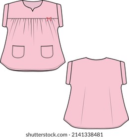 BABY GIRL WEAR DRESS FRONT AND BACK VECTOR