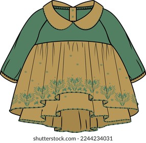 BABY GIRL WEAR FOLGE EMBROIDERY DRUCK MIT PETER PAN COLLAR VEKTOR