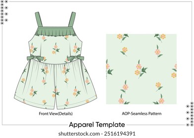 Meninas bebês em todo o playsuit impresso