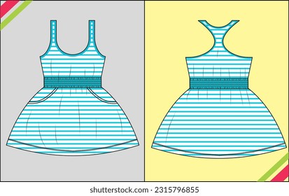 BABY GIRLS BINDING U NECK SLEEVELESS SKIRT TECHNICAL FASHION FLAT SKETCH
