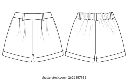 baby Girls denim shorts flat pant vector illustration