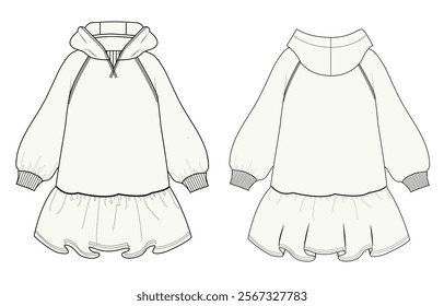 Baby girls Dress Design Front and back isolated on white back
