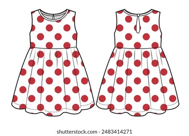 Baby girls dress with polka dots pattern