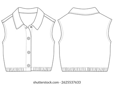 bebê Menina império cortou mangas Denim Top vetor
