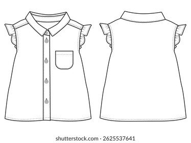 bebê Menina império cortou mangas Denim Top vetor