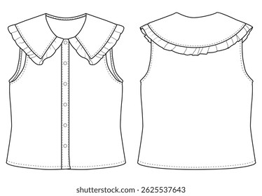 bebê Menina império cortou mangas Denim Top vetor