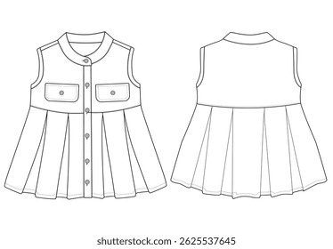 bebê Menina império cortou mangas Denim Top vetor